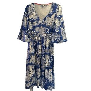 Boden Louisa Jersey Blue Paisley/Floral Print Dress Size 8P